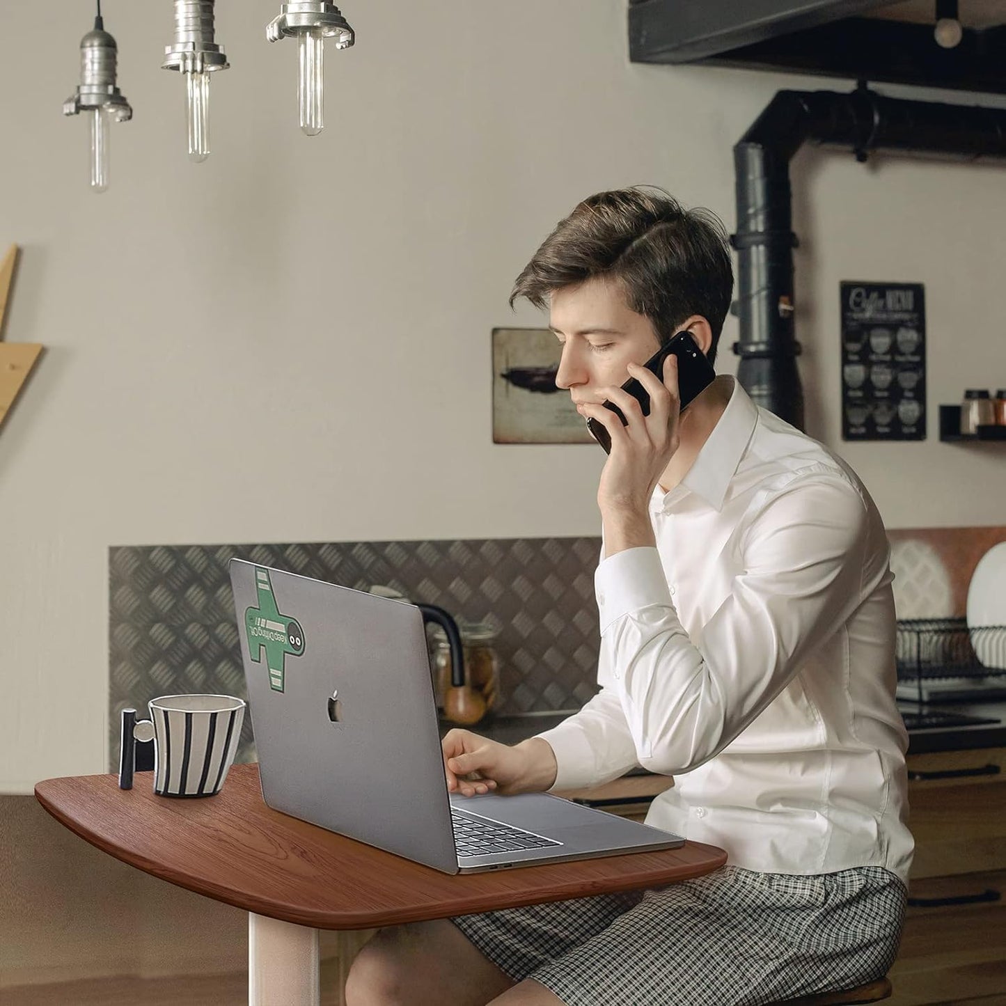 47" Mobile Standing Desk(26" W*19.3" D), Adjustable Height Laptop Desk, Pneumatic Desk with Gas Spring Riser, Podium for Home, Office，Classroom，Medical, (29" to 46.9" H) (Walnut)
