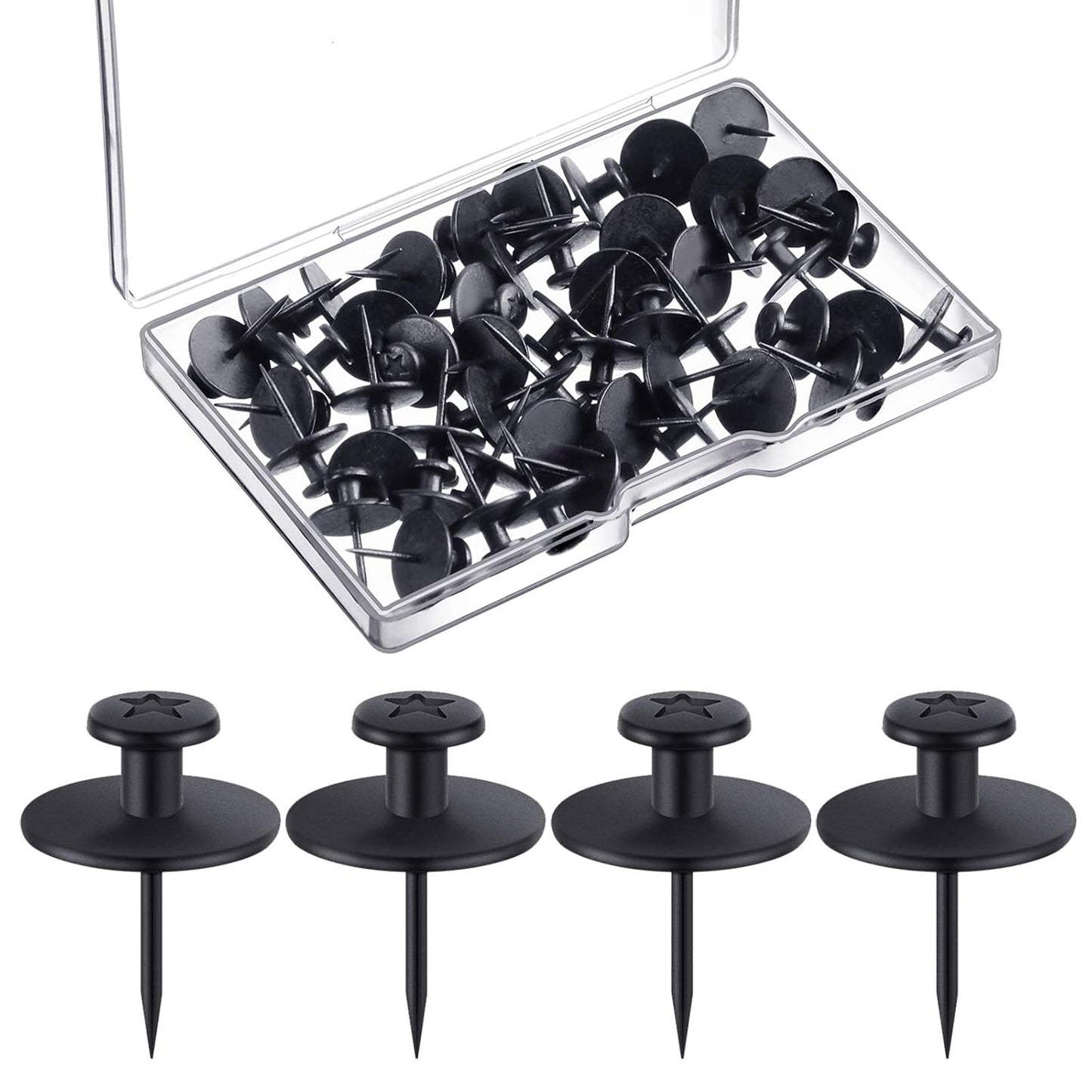 Push Pins Picture Hangers Double Headed Thumb Tacks Wall Hooks for Wall Hangings Picture Hangers Nails Small Photo Hanging Hook Pins for Home Office Photo Decor(Black,80 Pieces)