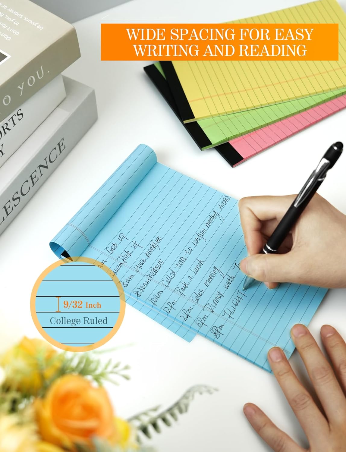 Notepads 5x8 Colored Small Legal Pads, 12 Pack Colored Note Pads 5x8 Notebook Paper, Notepad 5x8 Lined Paper Pads, Small Pads of Paper 5 x 8 Pink Lined Paper 5 x 8, 30 Sheets/Pad(Blue, Pink, Green)