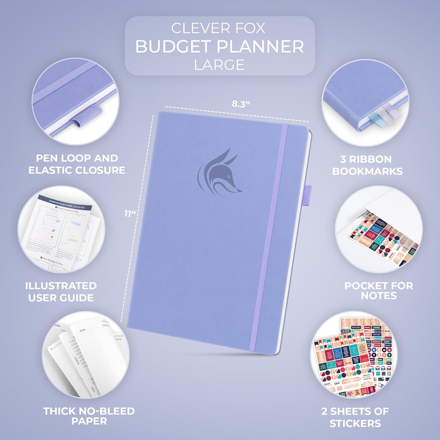 Clever Fox Budget Planner Large – Expense Tracker Notebook. Monthly Budgeting & Bill Organizer, Finance Logbook & Accounts Book, A4 (Lavender)