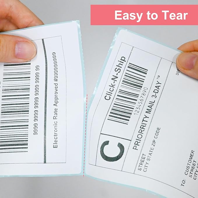 L LIKED 4"x 6" Direct Thermal Labels White Perforated Shipping Labels,250 Labels per Roll,4 Rolls