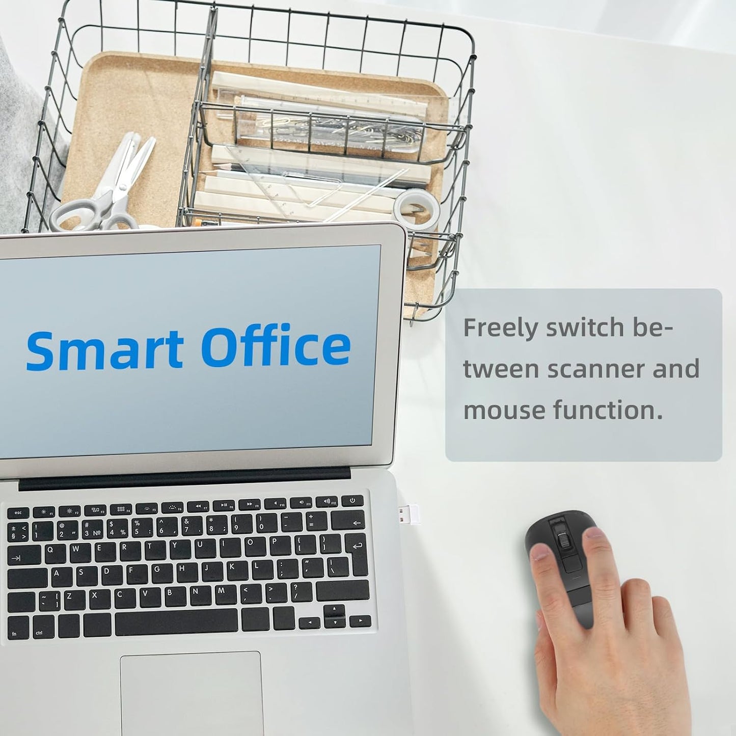 New Wireless Mouse Barcode Scanner, 2-in-1 Design 2D Handheld Barcode Scanner with Wireless Mouse Functions for POS System,Store,Supermarket, Warehouse.(Black)