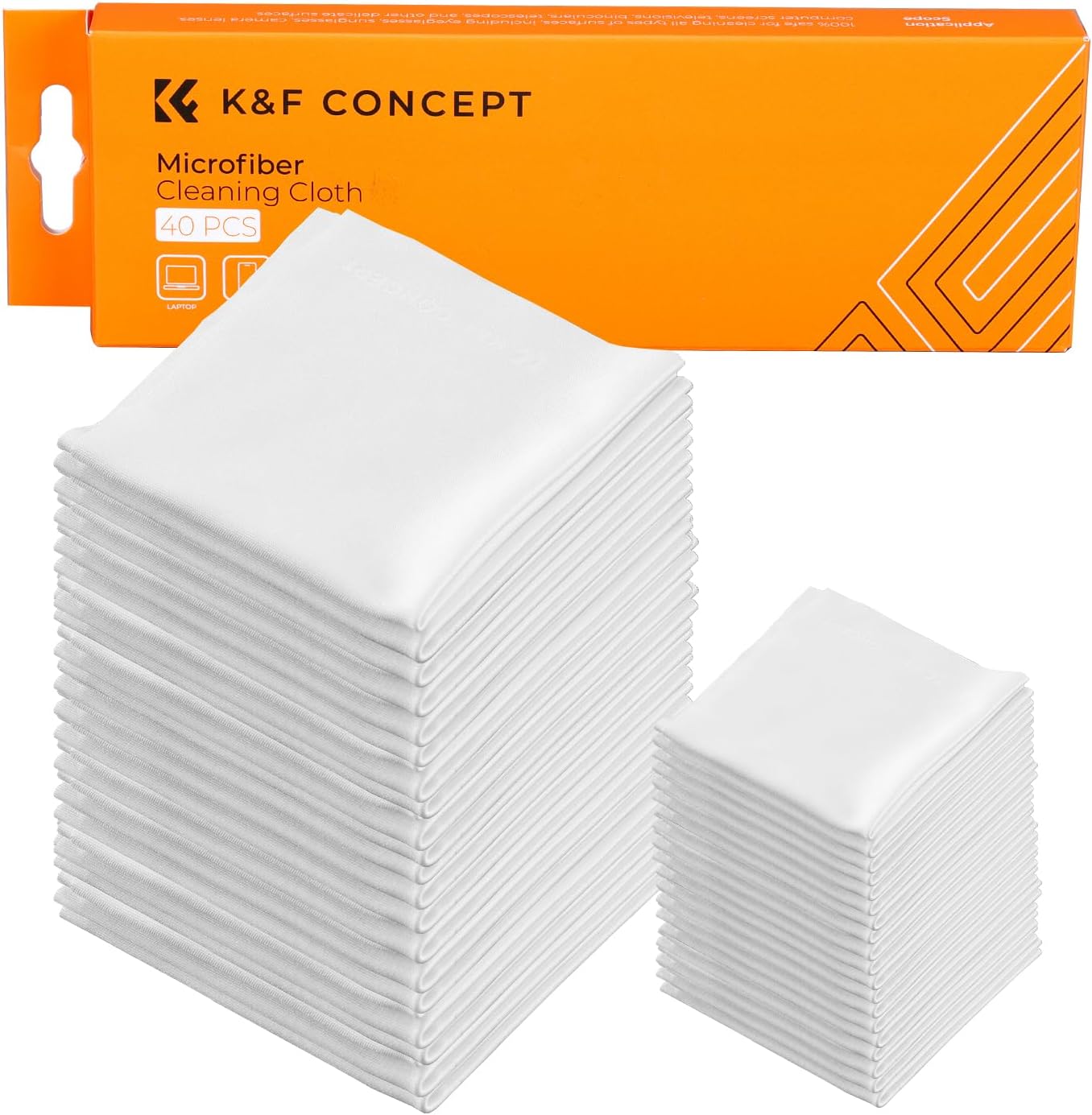 K&F Concept 40 Pack Microfiber Cleaning Cloths for Electronics, 6x6in Premium Glasses Cleaning Cloths, Lens Cleaner Cloths for TV Screen, Laptop, Computer, Monitor, Tablet, iPhone, iPad