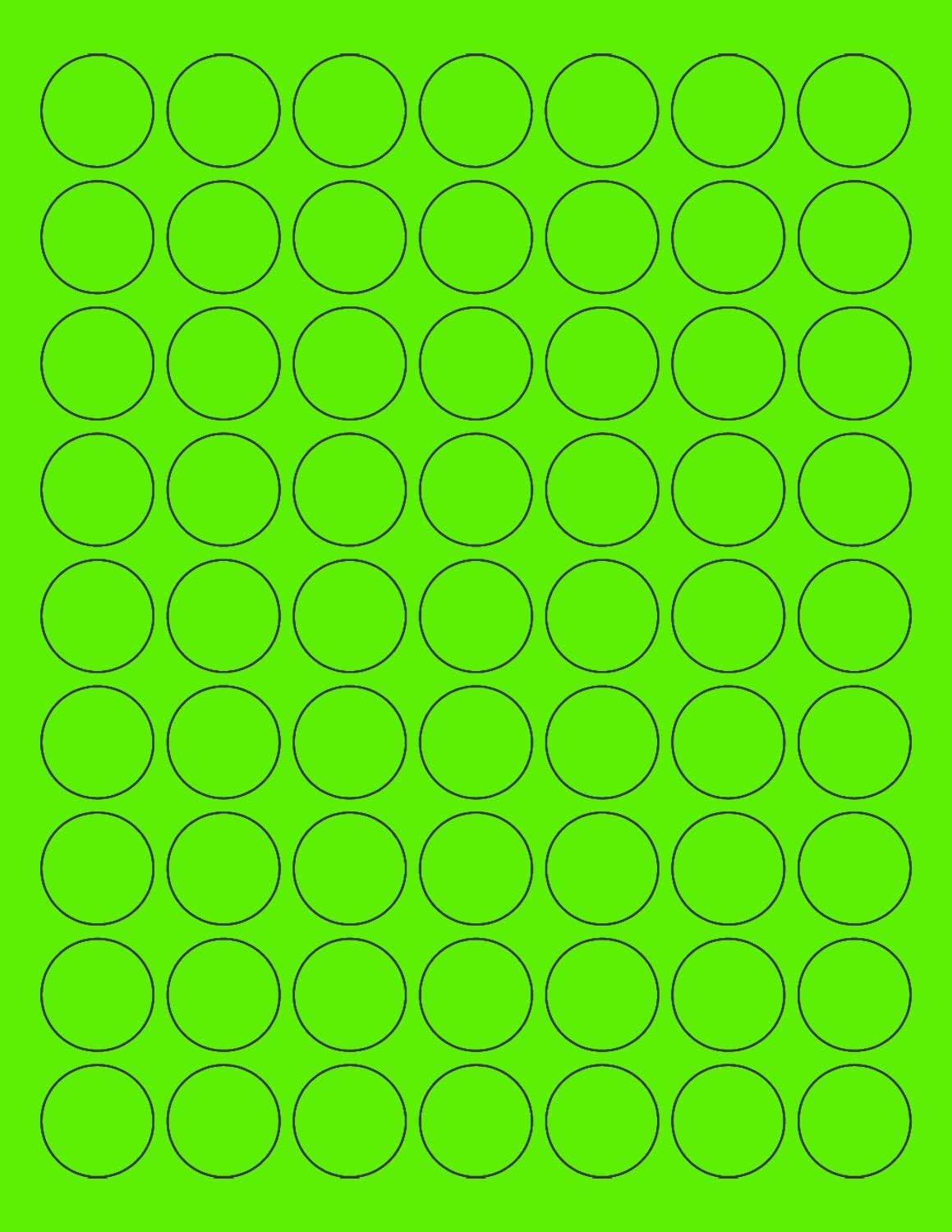 NextDayLabels - 8-1/2 x 11 Neon Color High Light Fluorescent Labels for Laser & Inkjet Printer (Green Fluorescent, 1" Round - 63 per Page - 6300 Labels)
