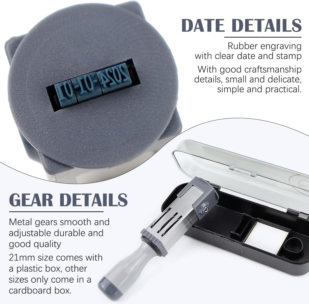 Portable Number & Time Stamp - Small Round Plastic Handheld Business Date & Year/Month/Day Stamp - 21MM