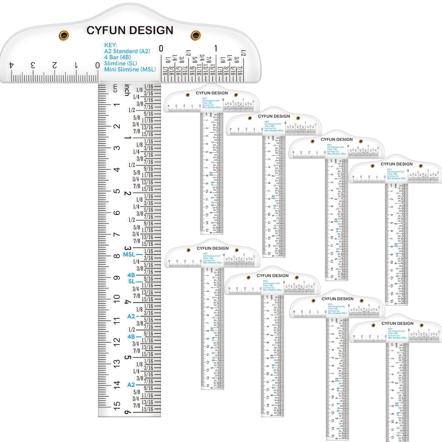 9 PACK 6 Inches Acrylic Clear T-Square Ruler,T Square Ruler, Transparent, T Ruler, for Crafting Drafting and General Layout Work Art Framing & Drafting Scrapbooking Inches & Metric Measuring Tool