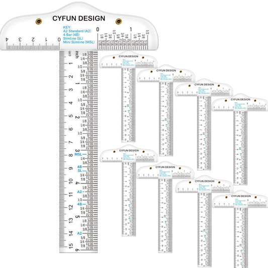 9 PACK 6 Inches Acrylic Clear T-Square Ruler,T Square Ruler, Transparent, T Ruler, for Crafting Drafting and General Layout Work Art Framing & Drafting Scrapbooking Inches & Metric Measuring Tool