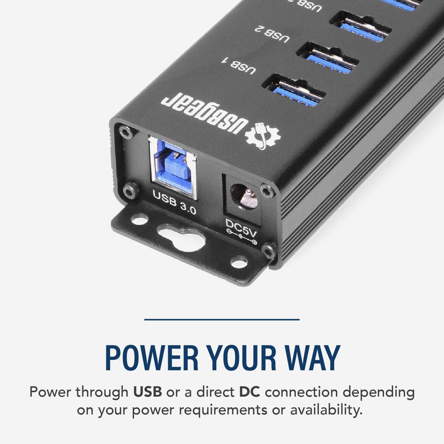 10-Port USB 3.2 Gen 1 Mountable Charging and SuperSpeed Data Hub with 5V/4A Power Adapter and USB Type-A to Type-B Cable Up to 900mA per Port Charging Function Wall and Surface Mounting