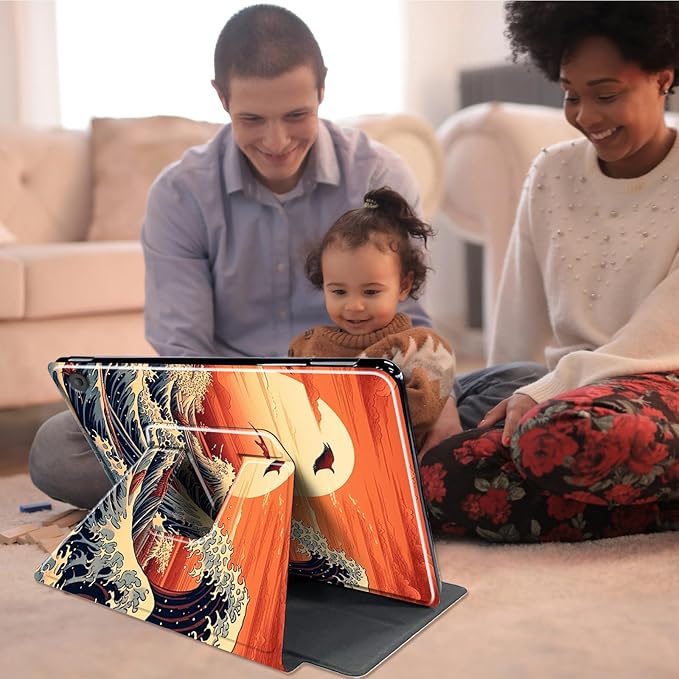 for Fire HD 10 Tablet Case 11th Generation 2021 and Amazon Fire HD10 Plus Case 10.1", 360 Degree Rotating Stand Smart Protective Case,for Fire HD 10 2021 Tablet,Ocean Sunset