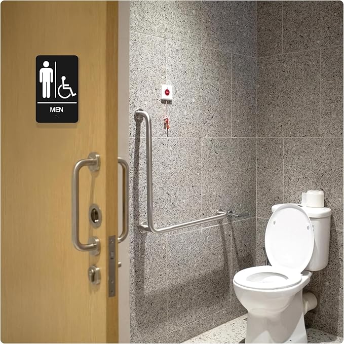 ADA Braille Handicap Bathroom Signs for Business with Double Sided 3M Tape (Pack of 2) - ABS Plastic Men and Women Bathroom Signs 9”x 6” for Offices, Businesses, and Restaurants