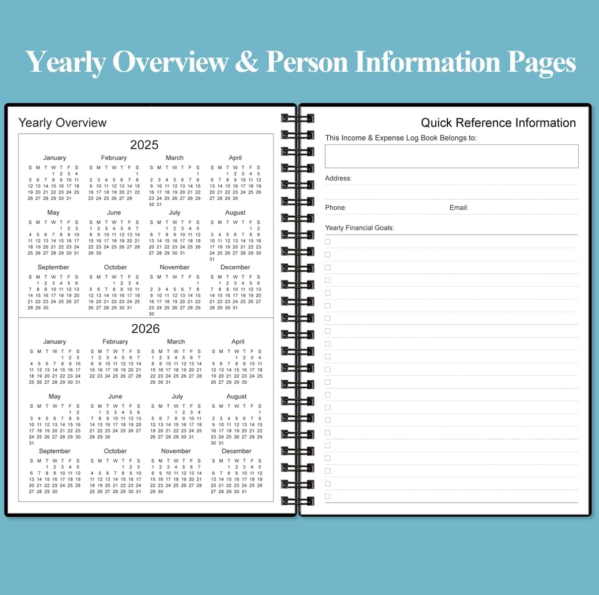 Heveboik Income & Expense Log Book - A5 Income and Expense Tracker for Small Business, Accounting Bookkeeping Tracking for Woman and Man, 5.8" x 8.3", Black