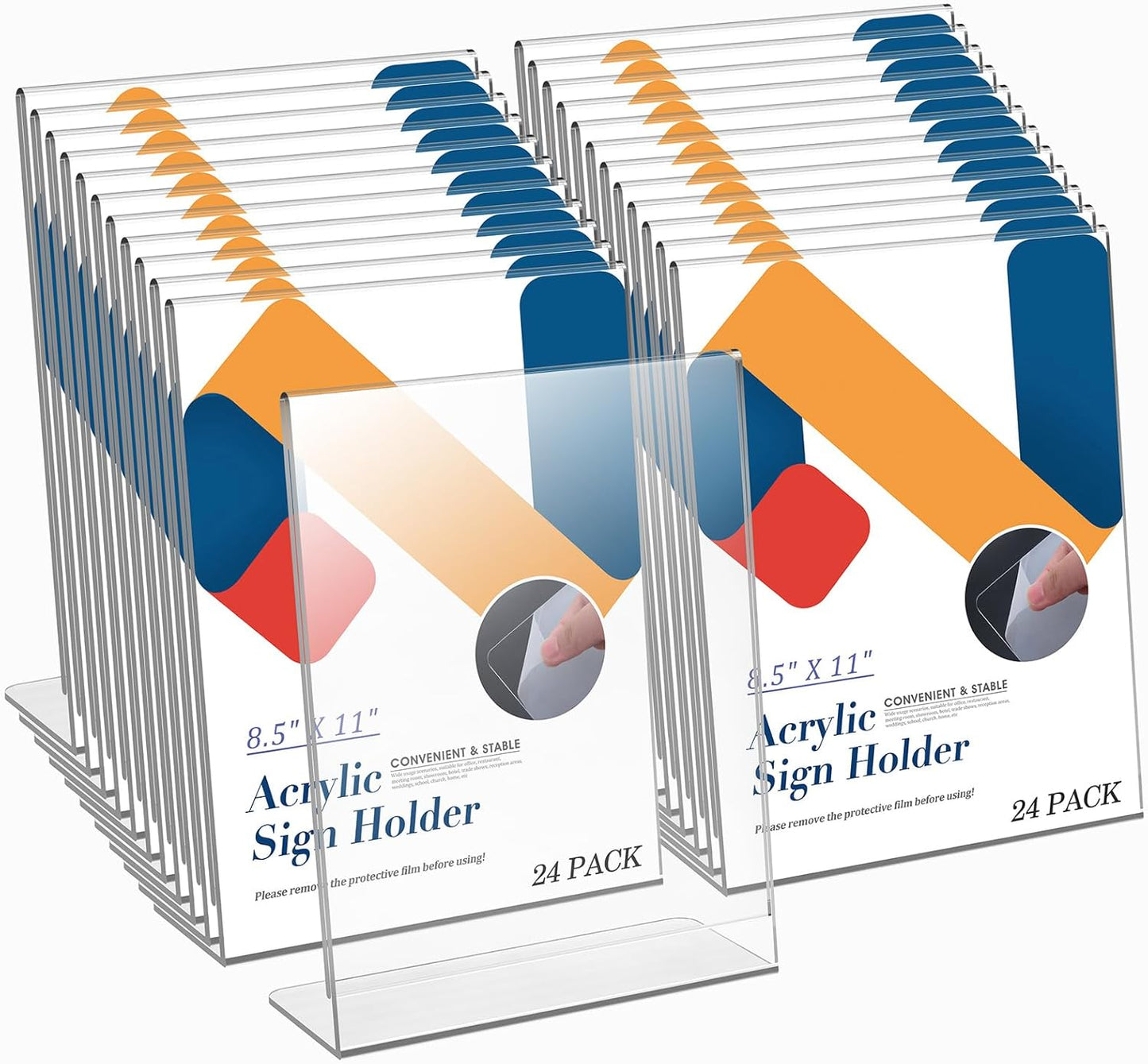 Relx Acrylic Sign Holder 8.5 x 11, Slant Back Display Stand, Clear Frames Plastic Sign Holder for Store, Restaurant (24 Pack)