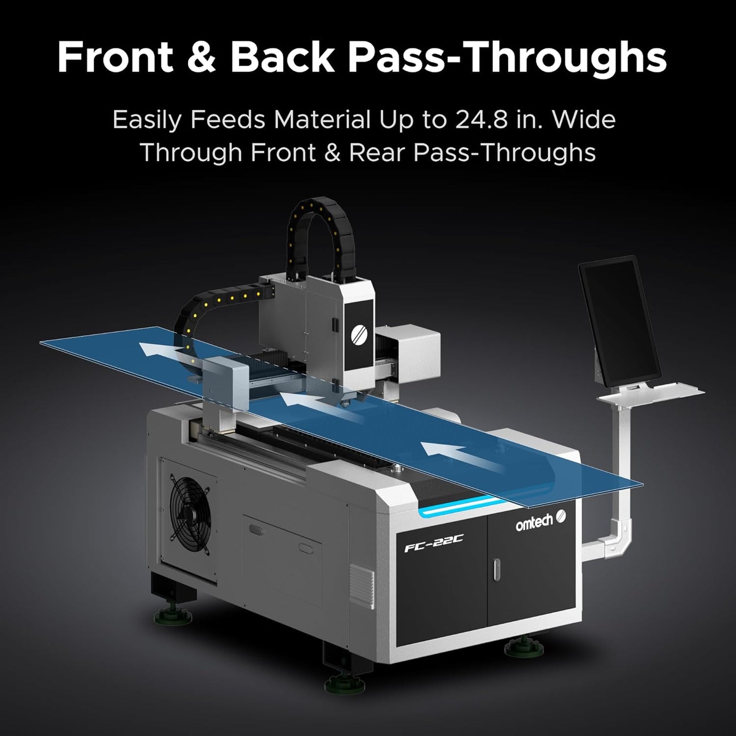 OMTech 1500W Fiber Laser Cutter, 23.6 x 23.6 in. Semi-Enclosed Fiber Laser Cutting Machine with Built-in Water Chiller & External Exhaust Fan, Metal Laser Cutter for DIY Craft Projects Metalworking