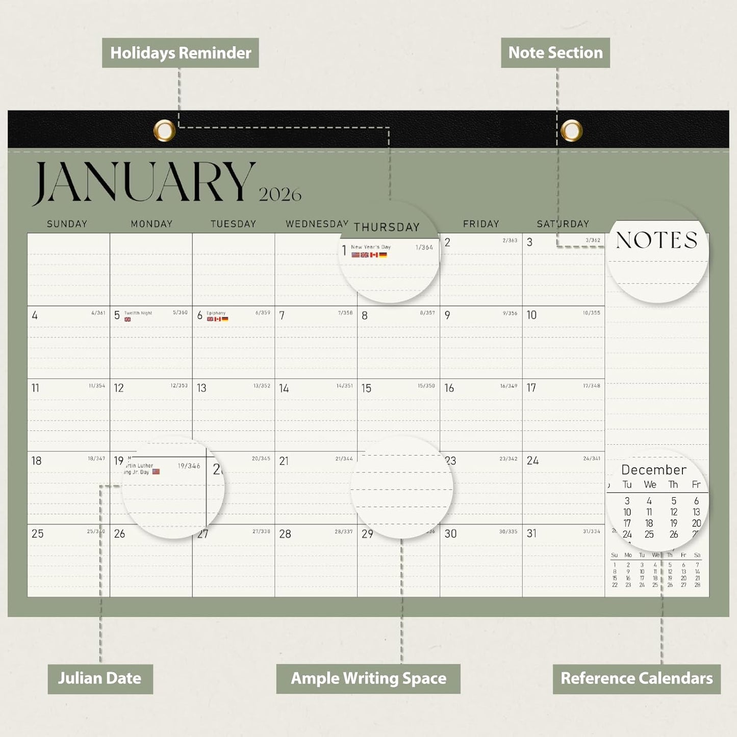 2026 Desk Calendar, Large Desktop/Wall Monthly Calendar (Jan. 2026 - Jun. 2027) 17'' x 12'' School Year Desk Planner for Teacher Family School Office Supplies