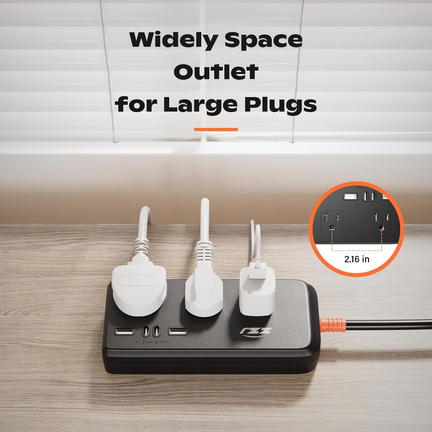 Power Strip Weatherproof, 7-in-1 Surge Protector with 3 Wide Outlets 2USB A and 2USB C,1875W/15A, 10FT Flat Plug Multi-Plug Outdoor Extension Cord for Indoor Outdoor, UL FCC Listed