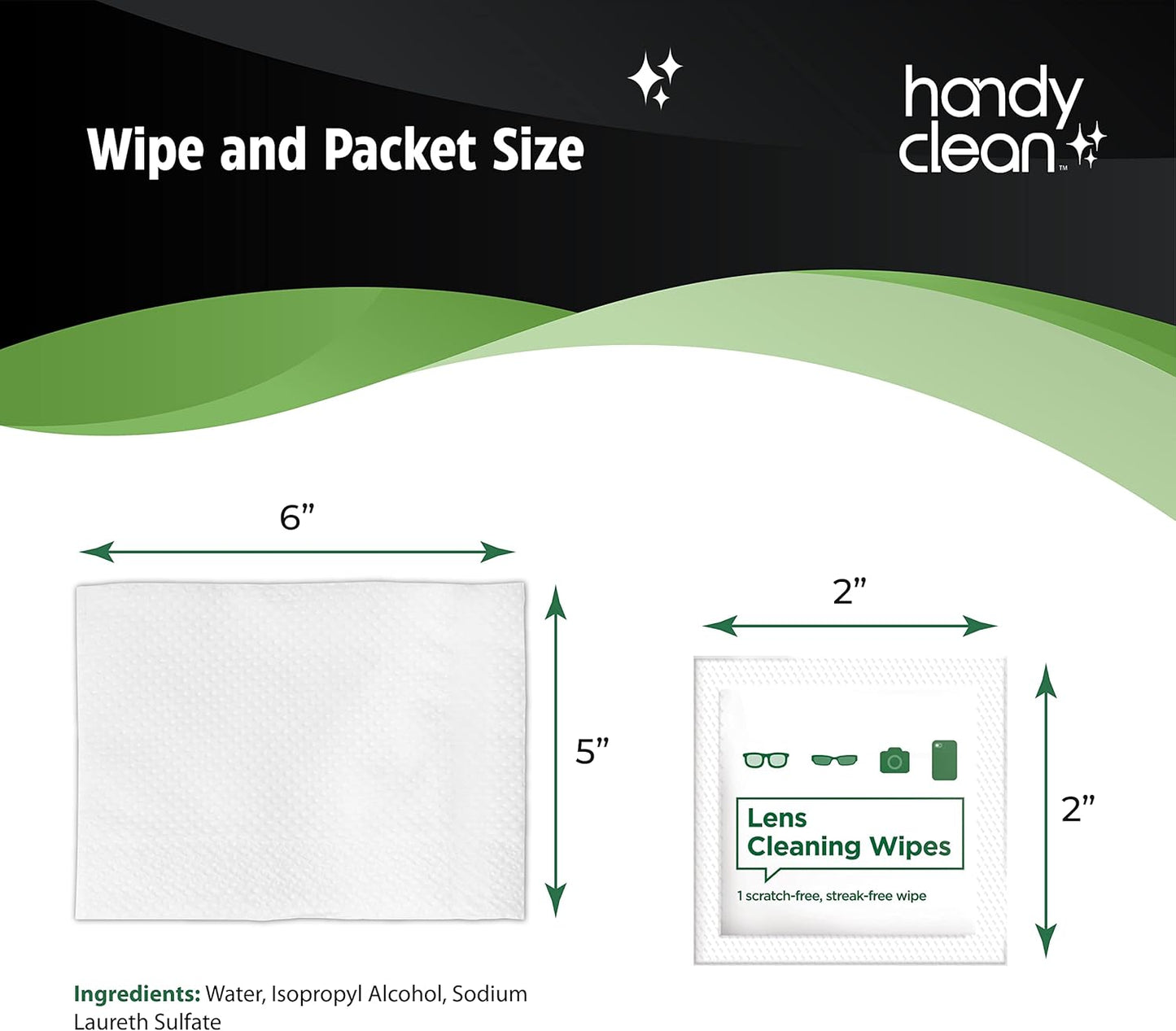 HandyClean Pre-Moistened Lens Cleaning Wipes, Eyeglass Wipes, Screen Wipes, Case of 8 Boxes - 200 ct of 6 x 5 inches Individually Packed Lens Cleaner Wipes