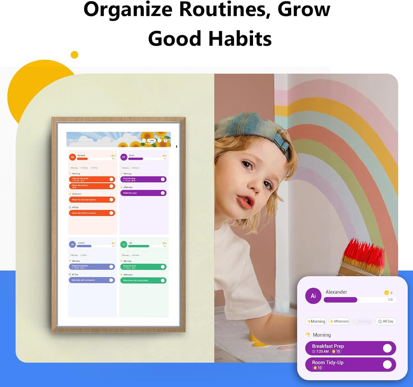 ApoloSign Digital Calendar: 15.6" Wall Planner Electronic Calendar, Smart Touchscreen Interactive Display for Chore Chart, Family Schedules, Supports All Apps via Google Play (Teak, 15.6-inch)