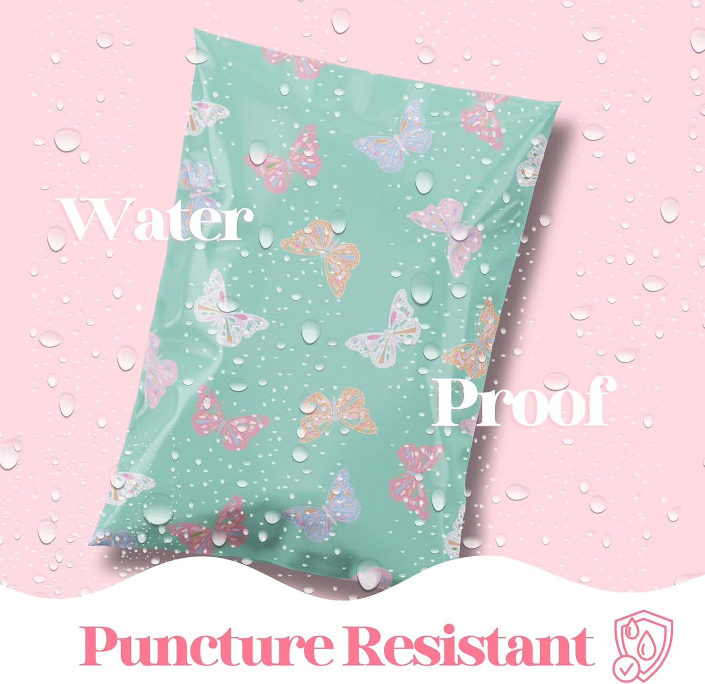 14.5x19 Designer Poly Mailer 100 Pack Heavy Duty Waterproof Self Seal Shipping Bags for Small Business Large Mailing Envelopes Bulk Tear Resistant Packaging Butterfly