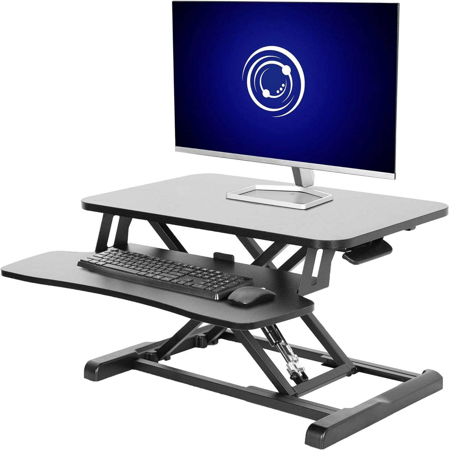 VIVO 26 inch Desk Converter, K Series, Height Adjustable Sit to Stand Riser, Dual Monitor and Laptop Workstation with Keyboard Tray, Black, DESK-V026KB