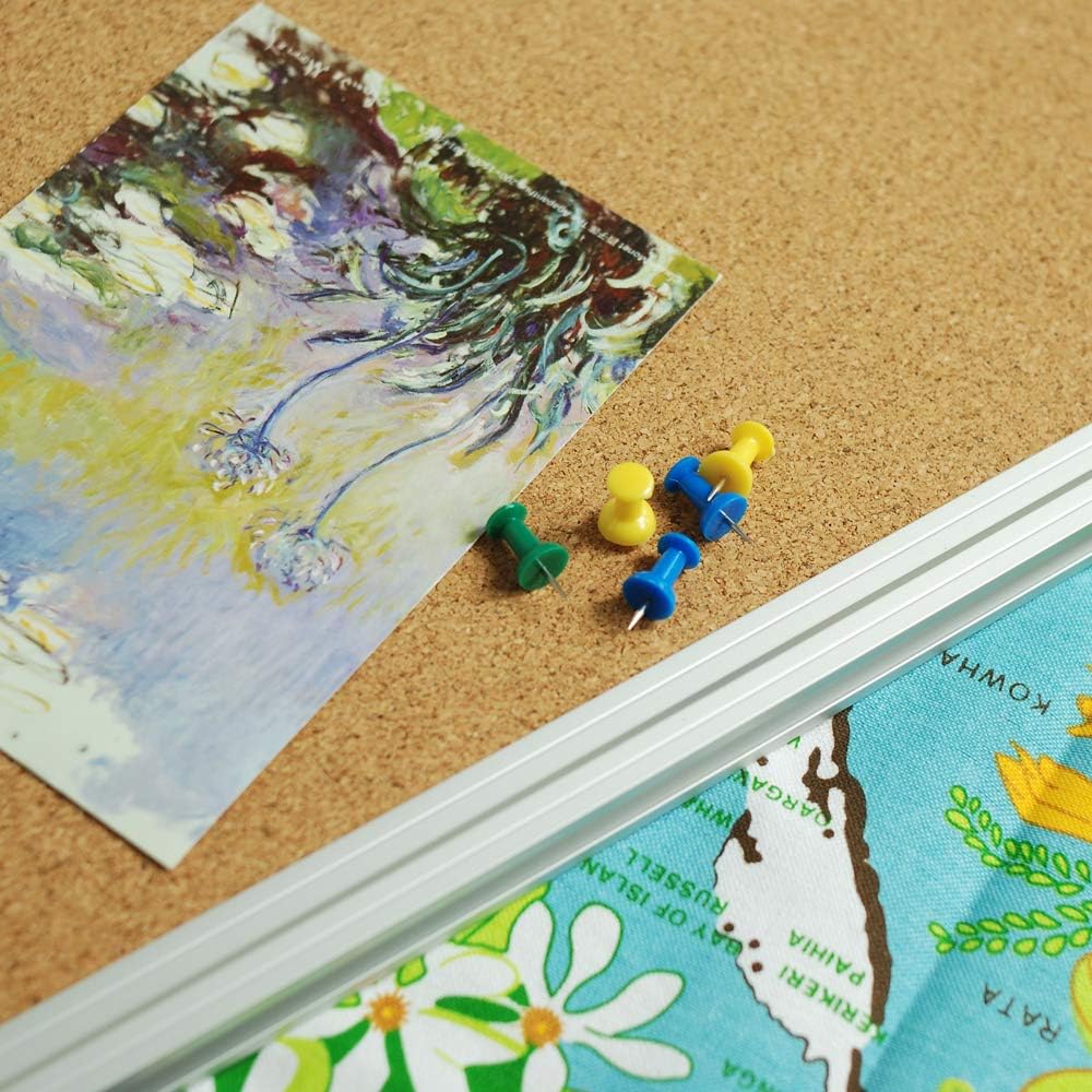 Lockways Large 60" x 36" Large Cork Board Bulletin Board, Framed CorkBoard, Wall-Mounted Notice Message Pin Board, Silver Aluminium Framed