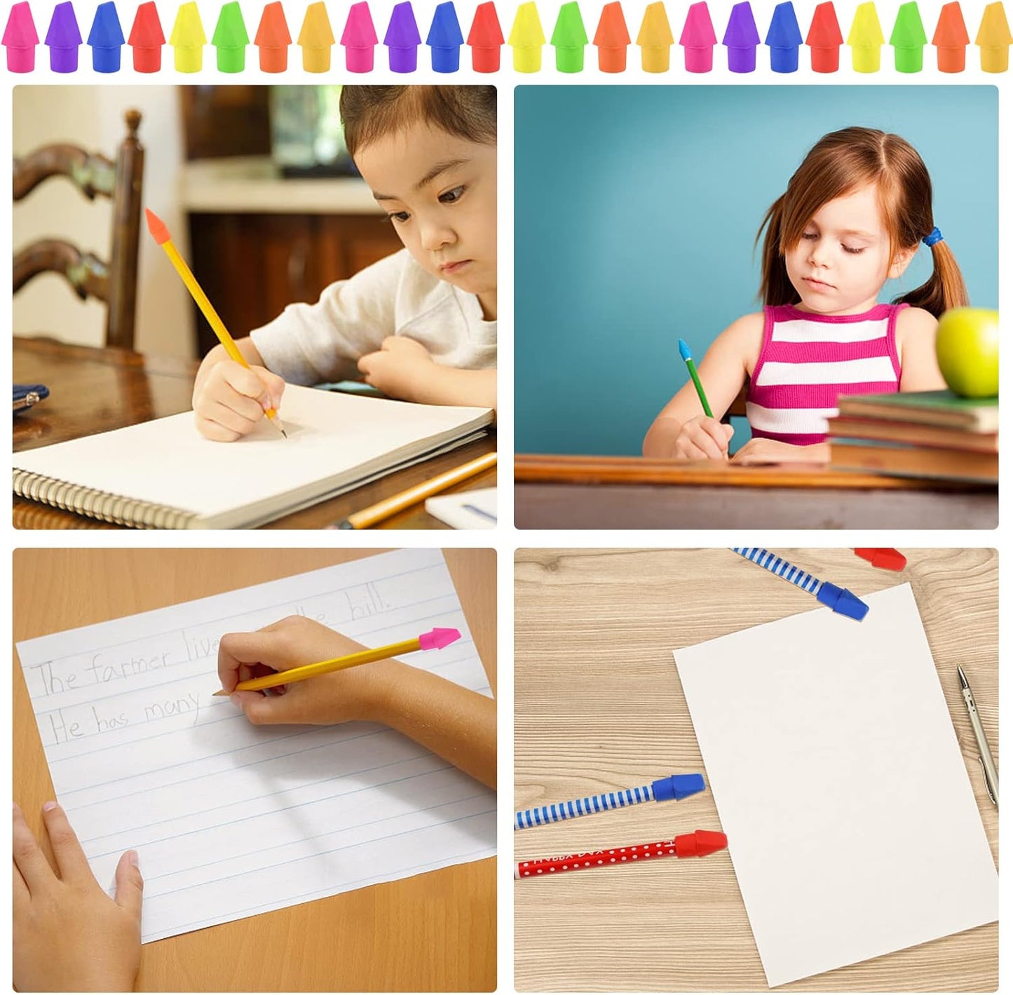 800PCS Caps Pencil Erasers Chisel Shape Pencil Eraser Arrowhead Caps Erasers Latex Free Pencil Pencil Eraser Toppers Assorted Colors for Favors Games Prizes Pencil Top Erasers Home School Office