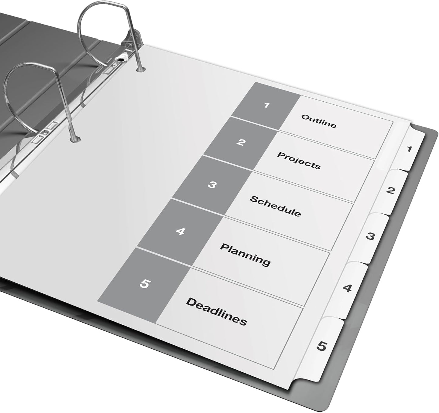 Davis Group 1-5 Index Tab Dividers for 3 Ring Binders, Customizable Table of Contents, 6 Sets