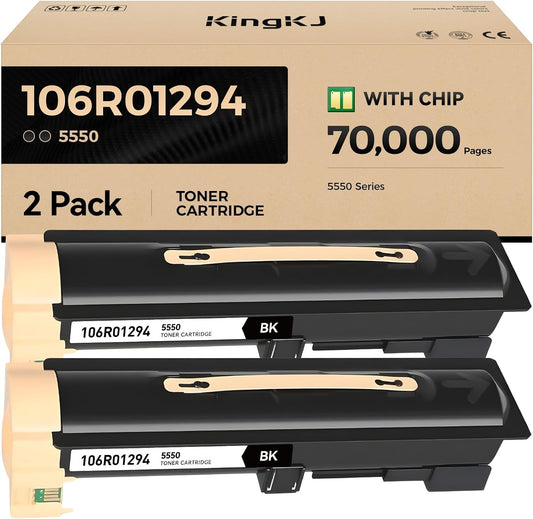 106R01294 Phaser 5550 Black High Capacity Toner Cartridge 2-Pack with chip Replacement for Xerox 106R01294 Toner Cartridges Compatible with Xerox Phaser 5550 Series Laser Printer Ink All-in-One Copier