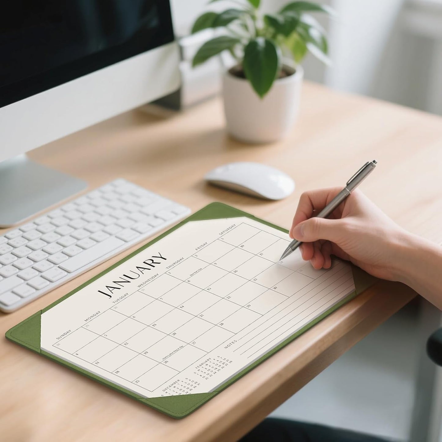 Jotsome Desk Calendar 2026 with Desktop Mat, Desk Pad Calendar From 2026 to Jun 2027 14x10.5 inch, Desk Blotter Calendar for Home Office and School, Easy Planning, Green