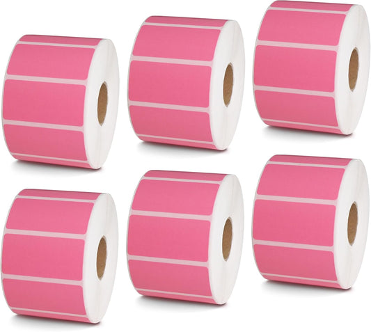 BETCKEY - 2" x 1" UPC Barcode & Address Labels Compatible with Zebra & Rollo Label Printer,Premium Adhesive & Perforated[Pink, 6 Rolls, 7800 Labels]
