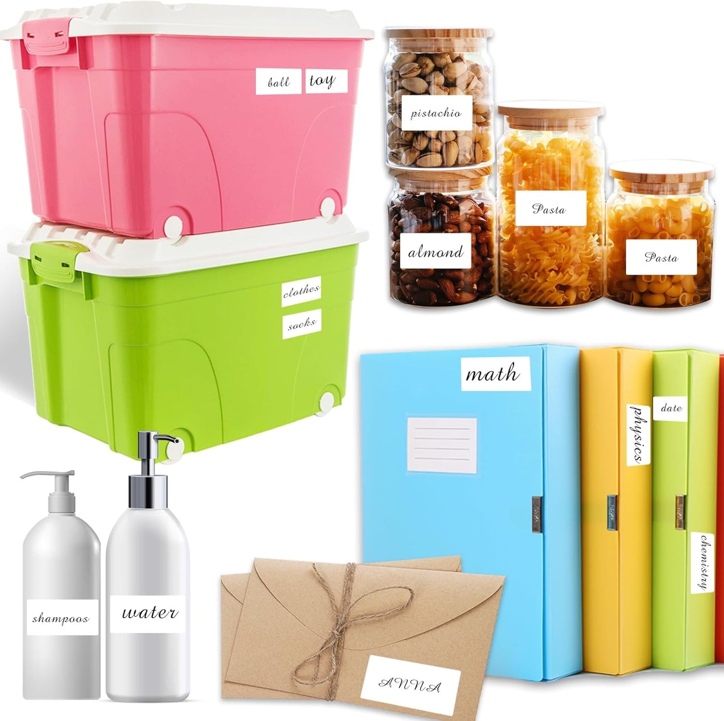 Multi-Use Removable Labels, 1"x 3", 300 PCS Blank Labels Total,Water/Oil/Tear Resistant/Ink Won't Smudge No Residue