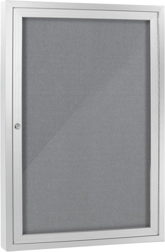 Enclosed Bulletin Board with Locking Door, Outdoor Bulletin Board Weatherproof, Lockable Display Case for Home, Office, and Community Use(23.6“L x 35.4" W Gray)
