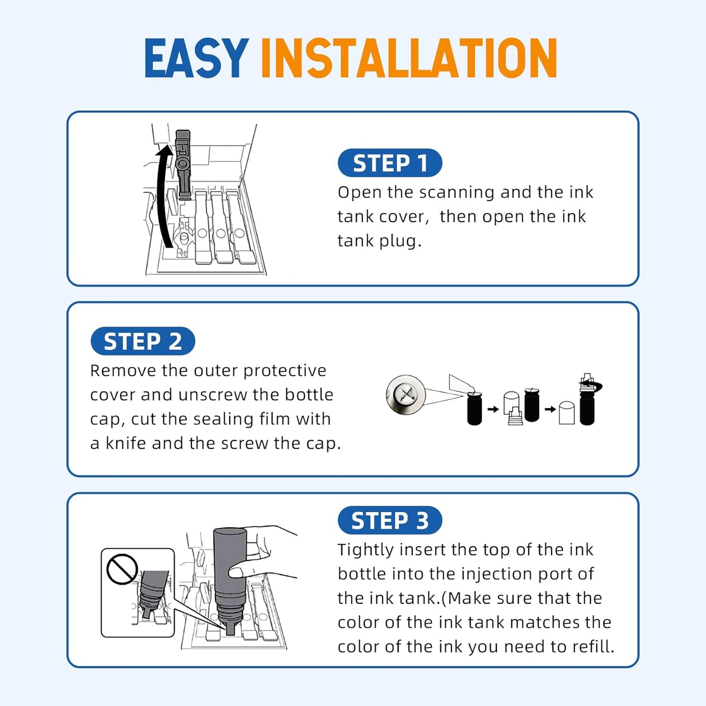 502 T502 Ink Refill Bottles Compatible for ET2760 ET2750 ET-3760 ET-2850 ET-15000 ST-4000 ST-2000 ET-3710 ET-3850 ET-3750 ET-4850 ET4750 ET2700 ST3000 ET3700 Printer(5 Pack)