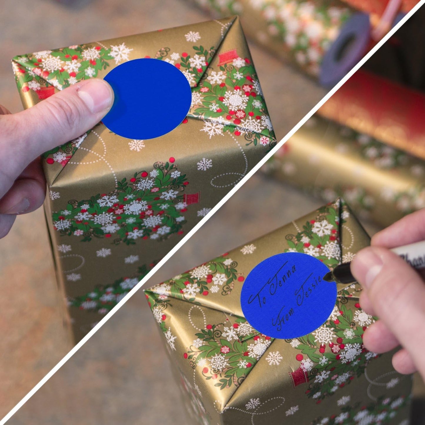 ChromaLabel 2 Inch Round Colored Stickers, Permanent Sticky Dots Color Coding Labels, ChromaLabel Labels Circle Blue for Arts and Crafts - 500 Sticker Labels per Roll, Dark Blue - Case of 5