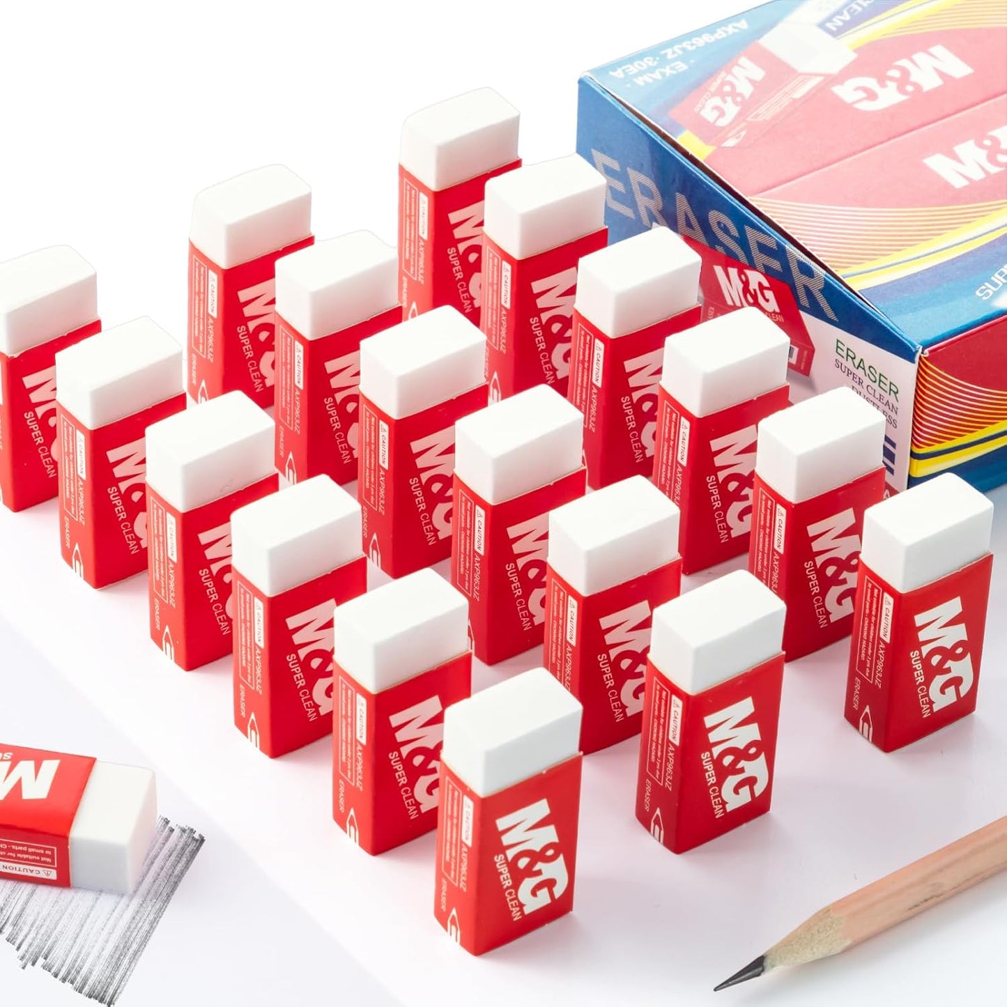 M&G Pencil Eraser for Kids, 30 Pack, White Erasers Bulk, Erasers for Artists, Drawing Erasers for Sketching, Small Pencil Erasers, Art Erasers for Drawing, School Erasers Office Supplies