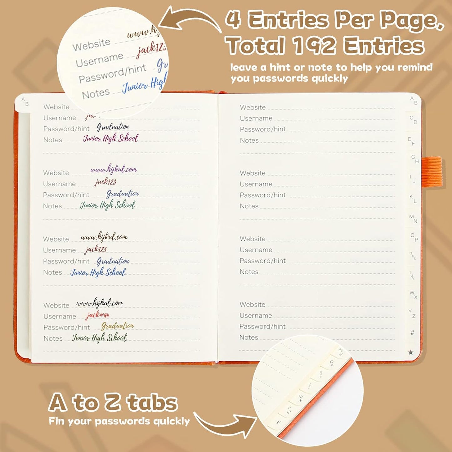 DAOFARY Password Book with Alphabetical Tabs - Small Password Keeper Book (5.6 * 4.3 in) with Inner Pocket, Hardcover Password Keeper Notebook for Log Internet Website Information (Lake Blue)