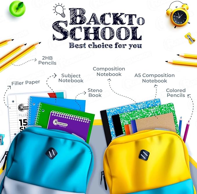 720 Packs (Pallet) 5 Subject Notebooks, Spiral Notebook Bulk, College Ruled,Pallet of Notebooks,150 Sheets (300 pages), 8 x 10-1/2", Bulk Spiral Notebooks for School & Office,4-7 Days Transit