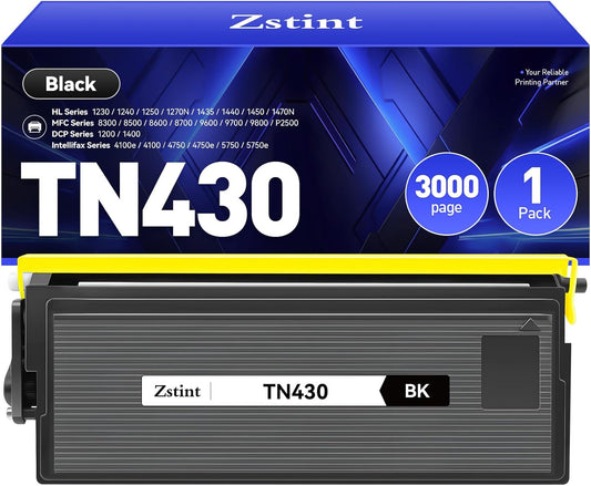 TN430 Toner Cartridge Black 1-Pack Replacement for Brother TN-430 TN460 TN-460 Compatible with Brother Intellifax-4100e 4750e 5750e HL-1240 DCP-1200 1400 8350 MFC-8300 MFC-8500 MFC-9600 P2500 Printer