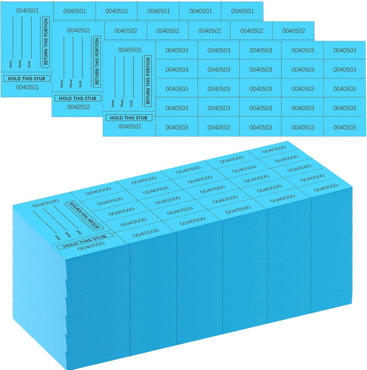 Kosiz 1000 Sheet 25 Bid Raffle Tickets Chinese Auction Tickets Sheets Auction Fundraiser Ticket Numbered with Name and Phone Number Per Sheet Raffle Tags for Silent Auction(Lake Blue)