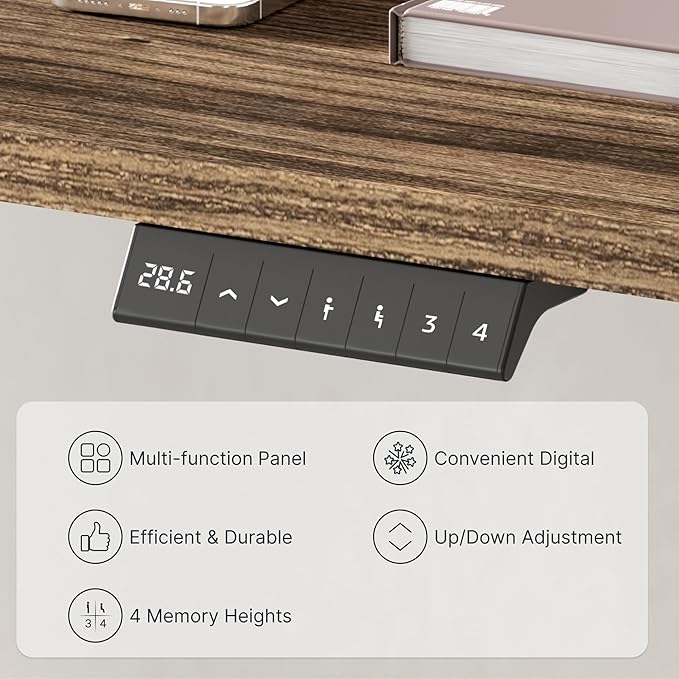 FLEXISPOT EN2 Whole-Piece Standing Desk with Clamp Power Strip, 48 x 30 Electric Stand Up Height Adjustable Desk with Cable Management (White Frame + 48" Black Walnut Desktop, 2 Packages)