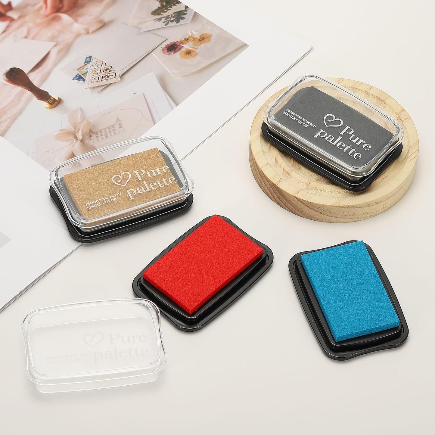 PATIKIL 3"x2" Large Stamp Pad, 2Pcs Washable Craft Ink Pad for Rubber Stamp Card Making Stamping Scrapbook Fingerprint Handprint, Dark Green/Black