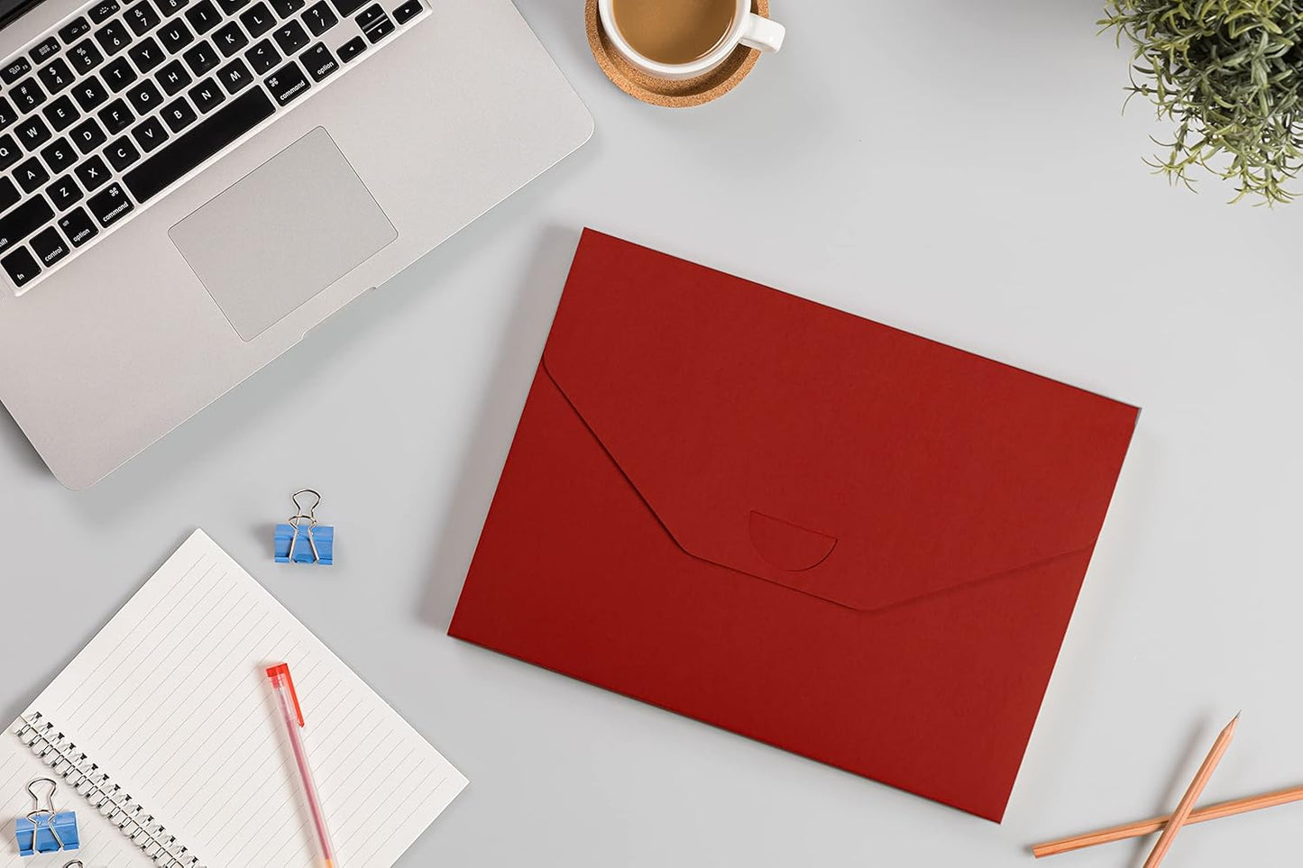 Blue Lake ECOLIFE Recyclable Paper 6-Pockets Expanding File Document Folder Plastic Free, Accordian File Organizer - A4 Letter Size, 200 Sheet Capacity for School, Office, Home Ruby