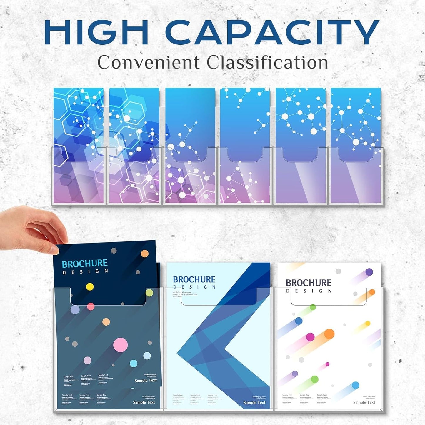 Sherr 4 Pcs Acrylic Brochure Pamphlet Holder Wall Mount 2 Sizes 9 Pocket Fits for 8.5" x 11" and 4" x 9" Brochure Magazine Holder Literature Multi Slot Wall Mount Combo Display Clear Flyer