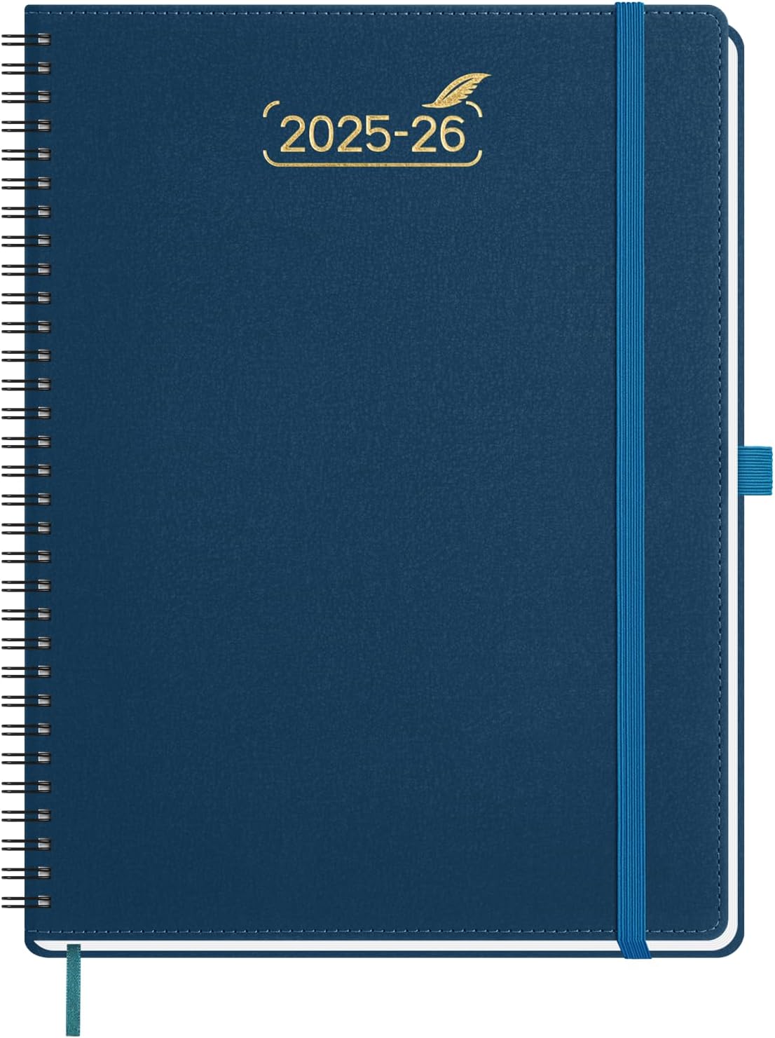BEZEND Weekly Planner 2025-2026 with 2 Columns, 8.5" x 11" Academic Calendar 18 Months (Jul 25-Dec 26) Life Work Appointment Book with Monthly Tab, PU Leather Softcover Spiral - Prussian Blue