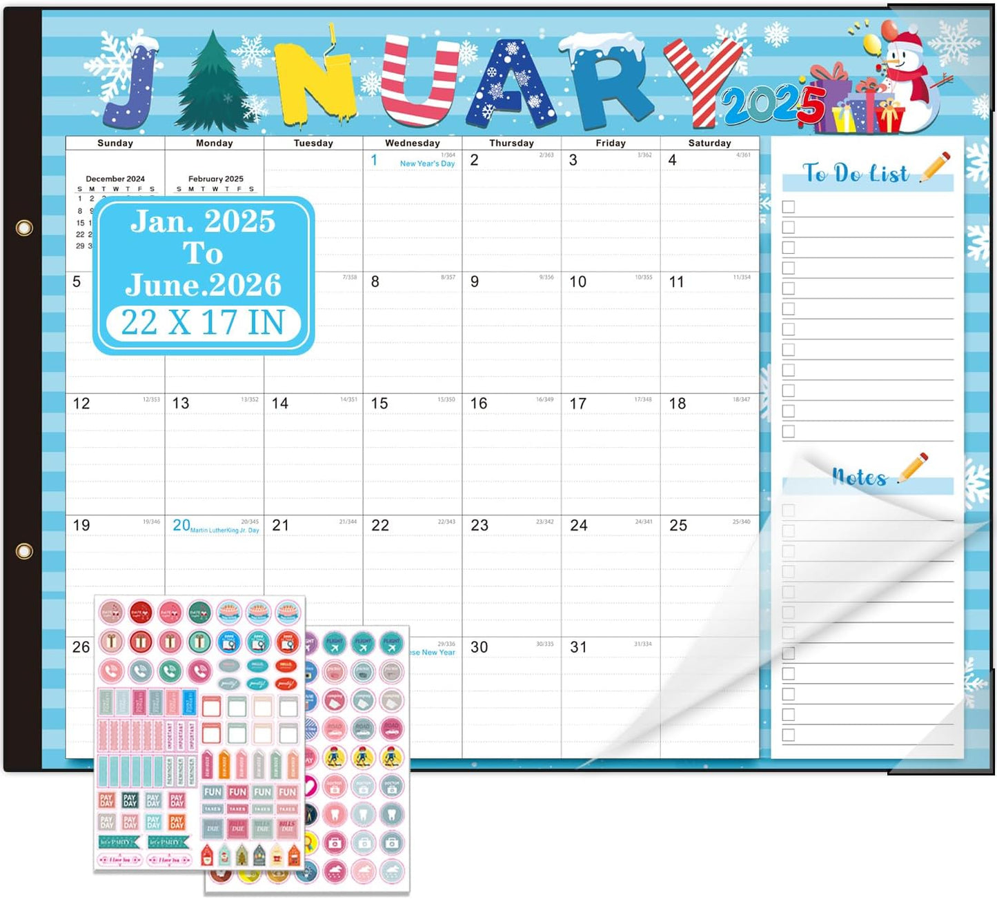 Lateefah Desk Calendar 2025, Large 22'' x 17'' Desk Calendar 2025-2026, 18 Month Desktop Calendars for Home & Office, Use Jan 2025 to June 2026