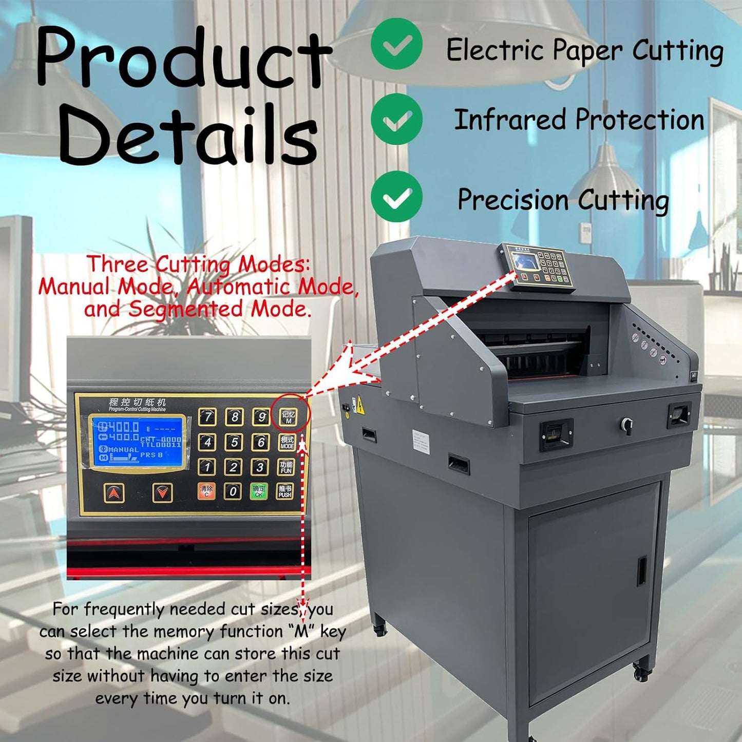 18in/46cm Width Electric Paper Cutter Guillotine Industrial Paper Trimmer with Program Control Heavy Duty Commercial Stack Cutter for Office/Printing