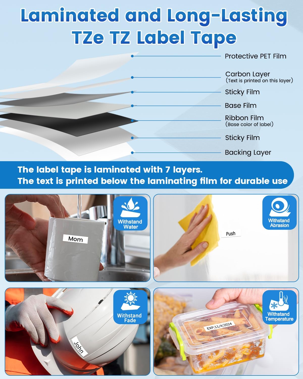 Anycolor Compatible with Brother P Touch Label Tape TZe TZ Tape 12mm 0.47 Laminated White Replace for TZe-231 Label Maker Tape Ptouch PT-D210 PT-D220 PT-H110 PT-D610BT PT-D600 PT-D410 PT-D400, 5pk