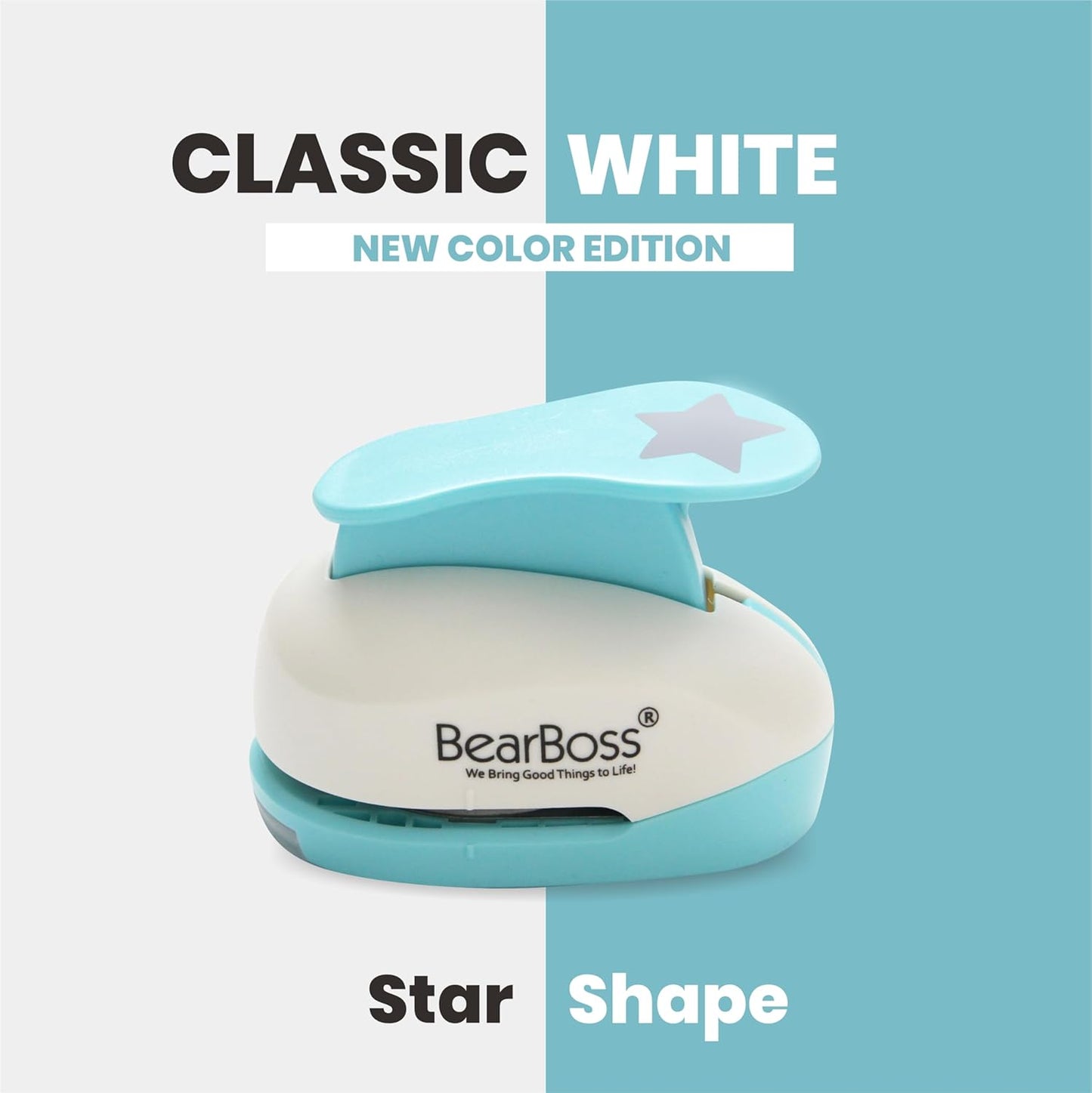 BearBoss Star Paper Punch, Handmade Scrapbook Paper Puncher, Different Size of Scrapbooking Punches Crafting Designs for Office Supplies, Card Making, DIY Albums Photos, Classic White