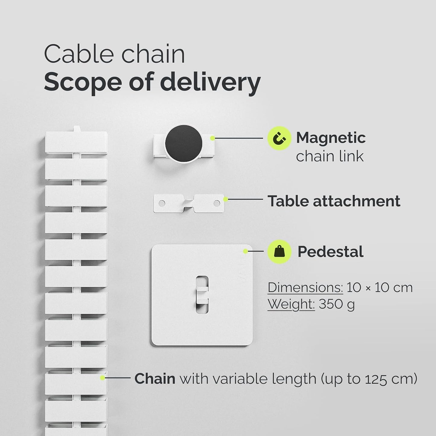 VALU Cable Management Spine – 49 Inch Cable Organizer for Standing & Fixed Desks – Sturdy & Flexible with Magnetic Link – Cord Management System Under Desk with Steel Base & Non-Slip Pads