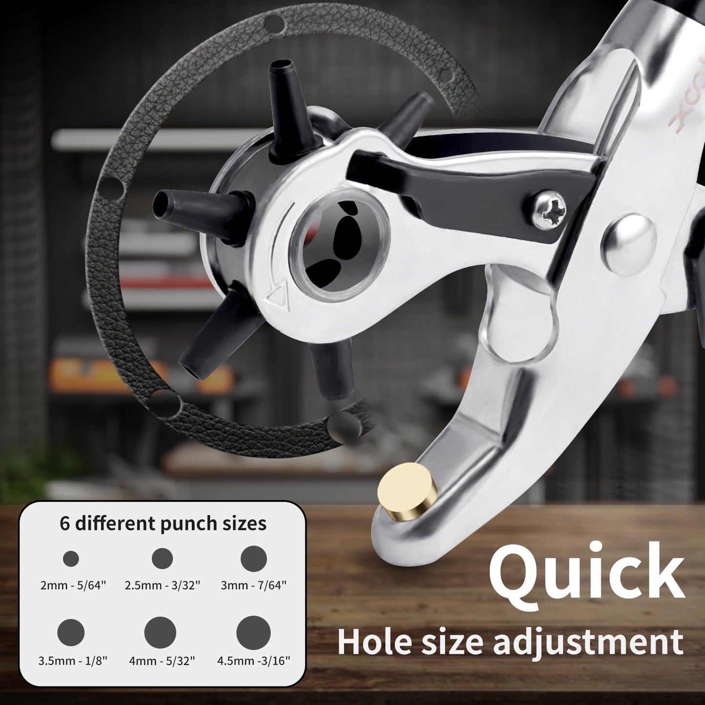 XOOL Belt Hole Puncher for Leather, Precision Multi-Size Leather Hole Punch for Watch Bands, Straps, Collars, Saddles, Shoes, Fabric, DIY Home, Craft Projects