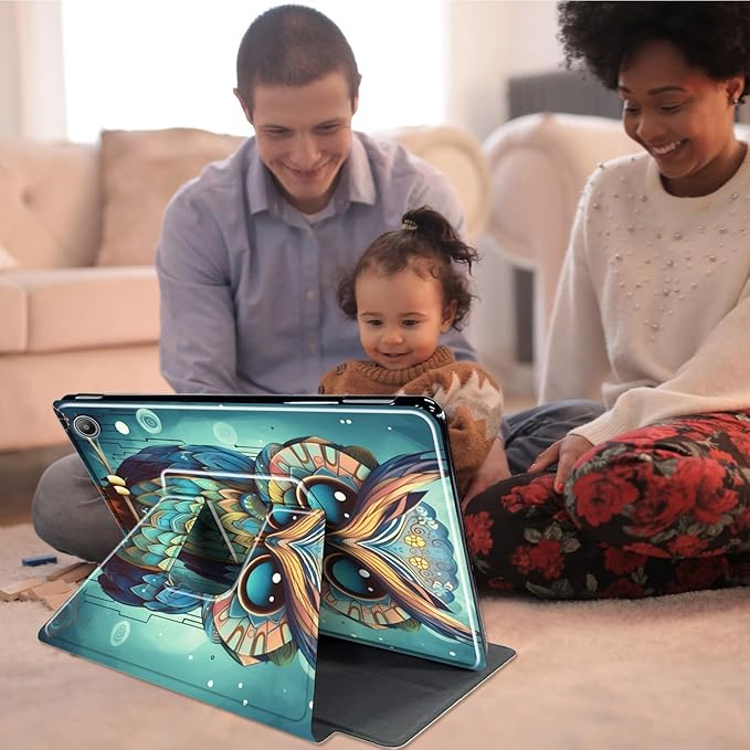 for Amazon Kindle Fire Max 11 Case (13th Generation, 2023 Release) 11",Mxfdegf 360 Degree Swiveling Stand Protective Cover with Auto Sleep/Wake,for All-New Fire 11 Max Tablet,Fantasy Owl